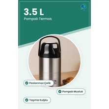Termos Çelik 3.5l Pompalı Musluklu Paslanmaz Kamp Piknik Taşıma Kulplu Sıcak Soğuk