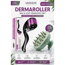 Muggio Dermaroller ve Duş Masaj Tarağı 2'li Saç ve Vücut Yenileyici Terapi Seti