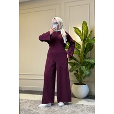 Suede Style 44454 - Şık Rahat Rayon Triko Pantolonlu Ince Kadın Triko Takımı