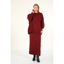 Suede Style 30240 - Şık Rahat Salaş Triko Etekli Kadın Takımı