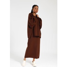 Suede Style 30240 - Şık Rahat Salaş Triko Etekli Kadın Takımı