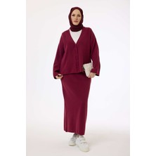Suede Style 44106 - Şık Rahat Salaş Triko Etekli Kadın Takımı