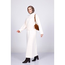 Suede Style 44158 - Şık Rahat Yumuşak Dokulu Triko Etek Kazak Kadın Takım