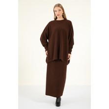 Suede Style 40803 - Şık Rahat Yumuşak Dokulu Triko Etek Kazak Kadın Takım
