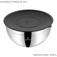 Sofram 24 cm 3 Parça Karıştırma ve Saklama Kabı - 4,60 Litre