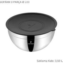 Sofram 22 cm 3 Parça Karıştırma ve Saklama Kabı - 3,50 Litre