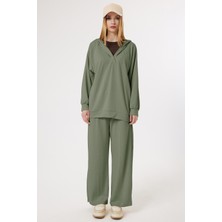 Suede Style 6060 - Şık Rahat Modal Yumuşak Örme Kumaş Kapüşonlu Kadın Takım