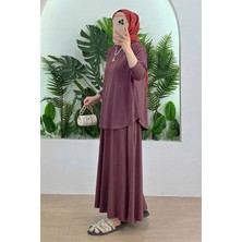 Suede Style 5933 - Şık Rahat Yumuşak Modal Kumaş Salaş Kadın Etek Tunik Takım