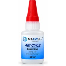Maxwell 4m CY02 Etil Siyanoakrilat Hızlı Yapıştırıcı 50 gr – Nsf Onaylı, Epdm, Lastik Köpük, Zor Lastikler ve Yumuşak Plastikler Için, Şeffaf