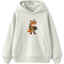 The Lucid Lab Fox With Explorer Backpack And Binoculars Çocuk Hoodie