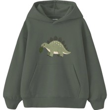 The Lucid Lab Sage Stegosaurus Carrying A Leaf Çocuk Hoodie