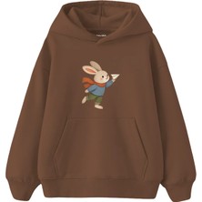 The Lucid Lab Rabbit Flying A Small Paper Plane Çocuk Hoodie