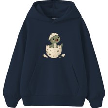The Lucid Lab Baby Dinosaur Emerging From A Speckled Eggshell Çocuk Hoodie