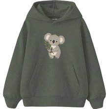 The Lucid Lab Koala Holding A Eucalyptus Branch Çocuk Hoodie