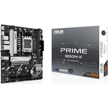 Asus Prıme B850M-K Ddr5 8400MHZ 1xhdmı 1xdp 2xm.2 Usb2.0 Matx Am5(Amd Am5 9000/8000/7000 Serileri Ile Uyumlu) Kahy