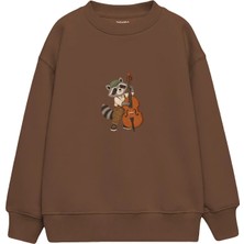 The Lucid Lab Raccoon Playing A Double Bass Çocuk Sweatshirt