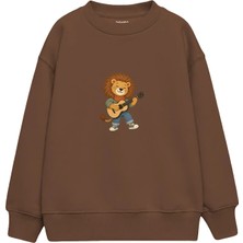 The Lucid Lab Lion Playing A Tiny Acoustic Guitar Çocuk Sweatshirt