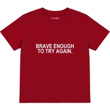 The Lucid Lab Brave Enough Çocuk Tişört - Kırmızı