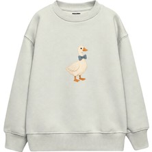 The Lucid Lab Goose With A Blue Bow Tie Çocuk Sweatshirt
