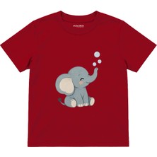 The Lucid Lab Elephant Blowing Three Tiny Bubbles Çocuk Tişört - Kırmızı