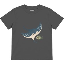 The Lucid Lab Manta Ray With A Tiny Fish Friend Çocuk Tişört - Antrasit