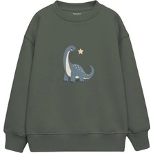 The Lucid Lab Dusty Blue Sauropod With A Small Star Çocuk Sweatshirt
