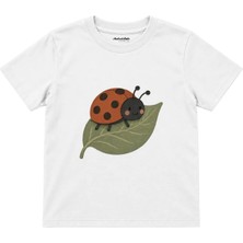 The Lucid Lab Ladybird Resting On One Leaf Çocuk Tişört - Beyaz