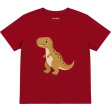 The Lucid Lab Ochre Tyrannosaurus With Tiny Friendly Arms Çocuk Tişört - Kırmızı
