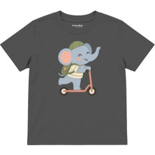 The Lucid Lab Scooter Elephant Çocuk Tişört - Antrasit