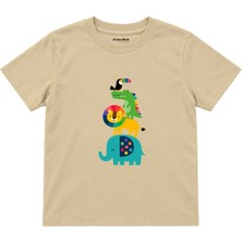 The Lucid Lab Rainbow Animal Friends Çocuk Tişört - Krem