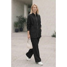 Suede Style 6113 - Rahat Salaş Ince Kadın Kot Ceket Pantolon Takımı