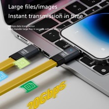 Wisipi USB C To USB C Esnek Fpc Kablo 80CM, 100W Pd Hızlı Şarj, USB 3.2 20GBPS Veri, 8K@60Hz Video, Dzd