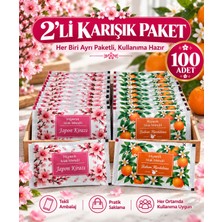 May Cup Tekli Islak Mendil  6CM*10CM Günlük Kullanım Için Hijyenik Temizlik 2li Set Japon Kirazı + Bodrum Mandalinası 100 Adet