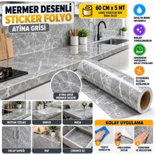 Ersert Ers- Mermer Desenli Sticker Folyo Atina Grisi 60CM*5MT