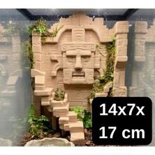 Flexis Antik Moai ve Tiki Temalı Teraryum Arka Plan Paneli ve Katmanlı Mağara