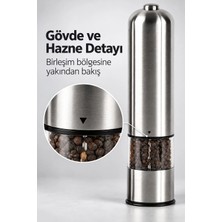 sbodurhome Şeffaf Hazneli Tuz Karabiber Öğütücü Pilli Taşınabilir Mutfak Aleti