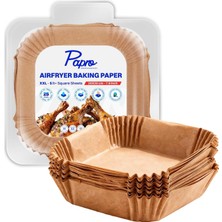 Papro Airfryer Pişirme Kağıdı, Fritöz Yağlı Kağıdı, Yanmaz Kağıt Xxl Uyumlu 50 Adet (Kare) (1, Kare Büyük Boy 20X20)