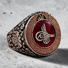 Takılingo 925 Ayar Gümüş Mineli Osmanlı Tuğra Işlemli Ayetel Kursi Yazılı Erkek Yüzük