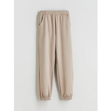 LC Waikiki Lcw Kids Bej Beli Lastikli Kız Çocuk Jogger Eşofman Altı