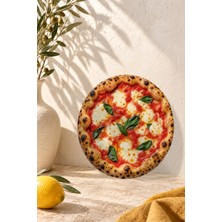 Decovetro Margarita Pizza Desenli Yuvarlak Cam Kesme Tahtası ve Sunumluk 30 x 30 cm
