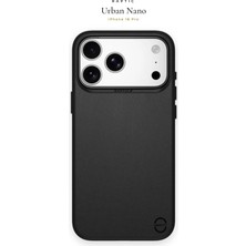 iPhone 18 Pro Uyumlu Kılıf M-Safe Şarj Özellikli Polimerik Deri Raptic Urban Nano Kapak Siyah