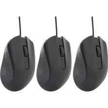 Wisipi Kablolu Mouse Siyah 2 Tuşlu Ekonomik Mouse Bilgisayar Faresi Ofis ve Ev Kullanımına Uygun USB Uçlu Notebook Pc ve Bilgisayar Için Uygun 2.5 x 12.5 x 16.5 cm Mouse1 (3 Adet)