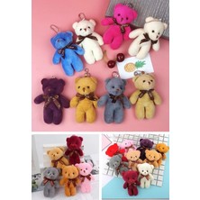 Ersert Ers 6 Adet Peluş Ayıcık Set Mini Yumoş Çanta Süsü Aksesuarı Anahtarlık Karışık Renk 11 cm