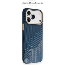 iPhone 18 Pro Kılıf M-Safe Şarj Özellikli Raptic Aramid Skin Serenity Serisi Karbon Kapak Lacivert