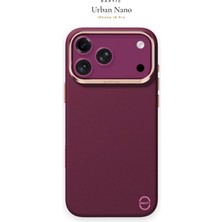 iPhone 18 Pro Uyumlu Kılıf M-Safe Şarj Özellikli Polimerik Deri Raptic Urban Nano Kapak Mürdüm