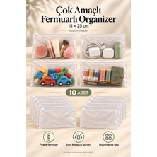Ezupack Valiz Dolap Içi Düzenleyici Organizer Buzlu Fermuarlı Poşet Zipper Torba 10 Adet 15 cm x 25 cm