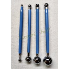 Elegantshop Mavi Çiçek Ütüsü 4'lü Set - 13 cm Uzunluk ve 4 mm Başlık Çapı ile Kabartma