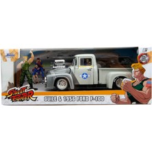 Şanal Jada, 253255057, Street Fighter Guile Figür &1956 Ford Pickup, 1:24, Serbest Tekerlekli, Açılabilir Parçalı, Die-Cast (Metal)