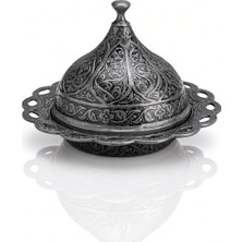 Str Store Kubbeli Osmanlı Tasarımlı Şekerlik – Kapaklı Metal Şeker, Çikolata ve Lokum Kabı – Kahve Sunumları Için Dekoratif Şekerlik (Siyah)