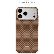 iPhone 18 Pro Kılıf M-Safe Şarj Özellikli Raptic Aramid Skin Origin Serisi Karbon Kapak Kahverengi